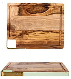 Tabla de Cortar de Madera de Acacia, Hogar Madera Maciza Frutas Y Verduras Tabla para Picar de Cocina Pan/Pizza de Servicio de Doble Cara 25 × 20 × 1,5cm