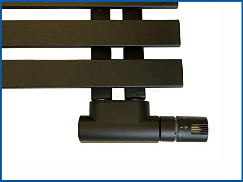 MILANO Multiblockanschlussarmatur Set vernickelt mit Abdeckung - Multiblockventil - Eckform (Schwarz)