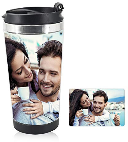 Stainless Steel Tumbler with Lid, 350ml Double-Layer Coffee Water Cup Bottle Can Add Photos Draw Graffiti Great by Yourself for Ice Drinks and Hot Beverage Home Office Outdoor Works (Not Customized)