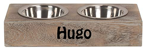Personalised Dog Bowl Rustic Wooden Dog Bowl Stand Raised Dog Feeding Station Food Water Cat Pet