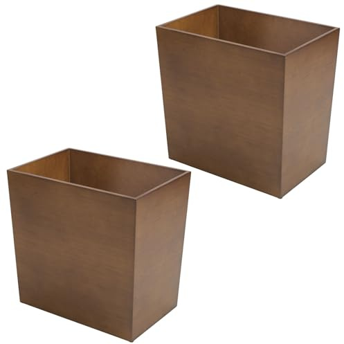 mDesign poubelle de cuisine pratique – corbeille à papier élégante en fibre de bois à l'aspect bambou – poubelle de salle de bain compacte, aussi pour la cuisine et le bureau – lot de 2 – marron