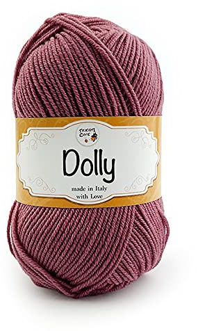 Tricot Café - Dolly Nuovo - Garn aus reiner Merinowolle - Strickgarn für Nadeln und Strickmaschinen - geeignet für die Zwischensaison - weich und flauschig - Made in Italy -Dunkel-Antik-Rosa 48