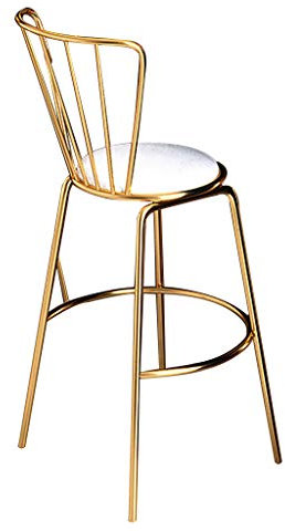 Barhocker Barhocker mit Rückenlehne, Samtkissen-Barstühle, goldene Metallbeine und Fußstütze für Kücheninsel, Sitzhöhe 25,6/29,5