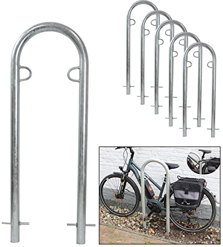 TRUTZHOLM 5x Fahrradanlehnbügel Fahrradständer 111,5x40cm Anlehnbügel Anlehnständer Poller Ständer Ø 49mm feuerverzinkt Fahrradständer Fahrrad Ständer Rad Baumschutzbügel Bike