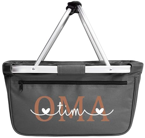 Einkaufskorb personalisiert I Geburtstagsgeschenk OMA | MAMA Geschenk mit Namen I faltbar | Geschenk Muttertag | (anthrazit)