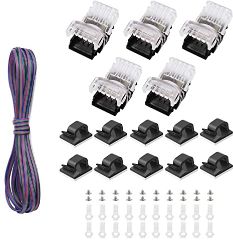 ENQIMAOYI 4pin LED Strip kit-Verlängerungskabel, Strip to Wire Schnellverbindung für 10 mm nicht wasserdichte 5050 3528 RGB LED Strip Lights