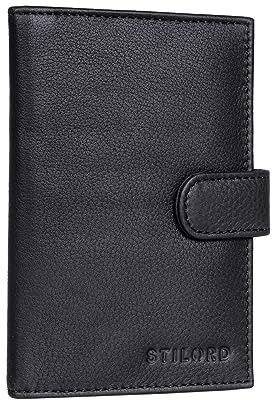 STILORD Yoshi Reisepasshülle Leder Karten Portemonnaie Reiseorganizer Ausweishülle Leder Slim Wallet aus Echtleder Kartenhalter Vintage Farbe:schwarz
