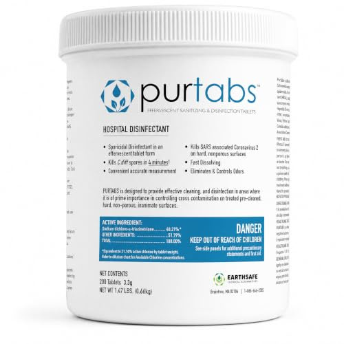 PurTabs 3.3g Hypochlorous Acid (HOCl) Disinfectant Tablets, 200 Count