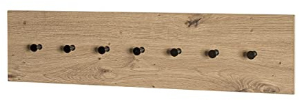 HAKU Wandgarderobe Eiche hell, schwarz, MDF, Metall - Maße: B 80 x H 20 x T 5 cm, Style: Modern