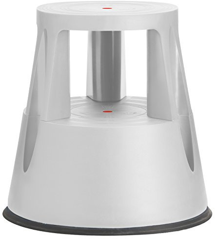 Ameco Rollhocker Elefantenfuß – Tritthocker – Doppelstufe - Werkstatthocker - Bürohocker - Arbeitshocker - Stabiler Hocker - Rollen - Stufenhocker - Stephocker - Kunststoff - Grau