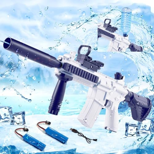 Elektrische Wasserpistole, Super Langstrecke EIN-klick-automatische Wasserpistole, große Kapazität Super Lange Standby, geeignet für Kinder Erwachsene Sommer Pool Party Strand im Freien (Blau M416)