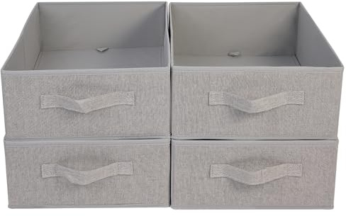 JAKAGO Kleiderschranke Organizer, 4 Stück, Faltbar überlegene Aufbewahrungsboxen 39 x 29 x 14 cm, für Kleidung Hemden Hosen, Handtücher Spielzeug (Grau)