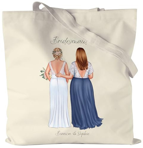Kiddle-Design Trauzeugin Jutebeutel Personalisiert mit Name der Braut & Brautjungfer | Frage & Danke-Geschenk für Freundinnen Brautjungfern & Brautparty Dankeschön