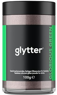 Glytter Glitzerpulver (GRÜN), Dekopulver für ca. 1000 Drinks/Cocktails | essbarer Glitzer zur Dekoration von Getränken und Flüssigkeiten , geschmacksneutral