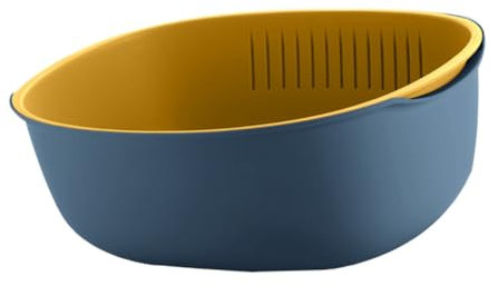 DEARMAMY 1pezzi Drenante Per Frutta e Design Facile Da Utilizzare Colori Blu Scuro e Giallo Per Cucina e Uso e Versatile