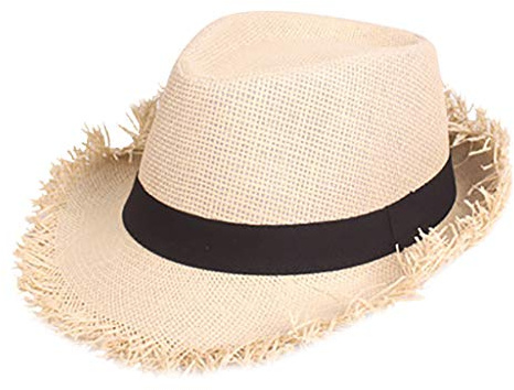Strohhut Herren und Damen geflochten und ausgefranst Sommerhut Damen und Herren Sonnenhut Strandhut Hawaii Hut - ideal für den Urlaub am Strand Garten oder Sommer Partys