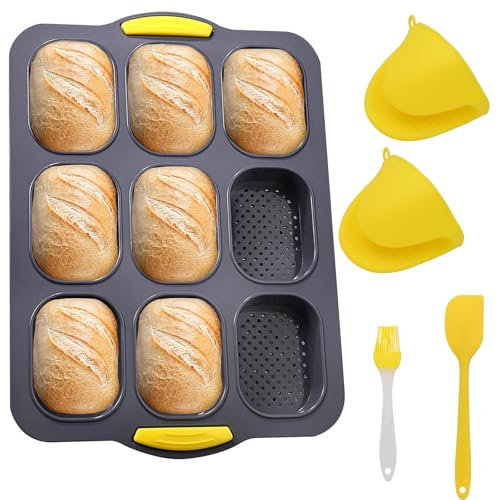 Stampo per panini in silicone, non adesivo e resistente al calore, per pane fatto in casa, bacchette, pane completo, hot dog, lavabile in lavastoviglie e forno a microonde
