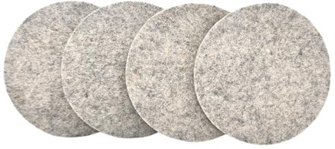 ROA83 Felt Coasters for Drinks - Set of 4-100% New Zealand Wool, Round, Quick Absorption, Glass Markers for Wine, Colorful, Home Decor Piece, Ideal House Gift, Wine & Beer (Gray)