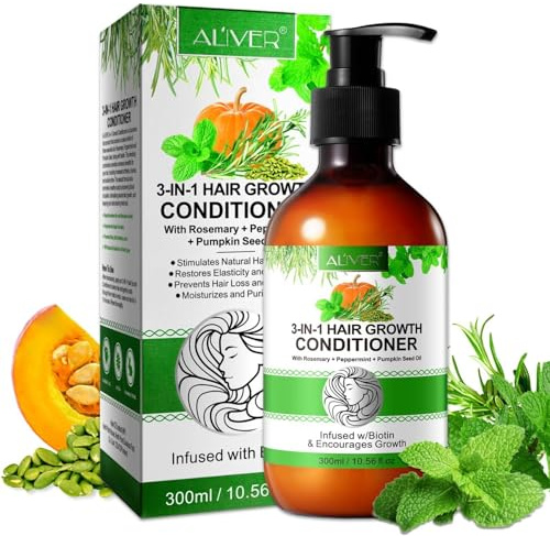 P-Beauty Acondicionador 3en1 Romero, Menta y Aceite de Semilla de Calabaza 300ml - Con Biotina - Crecimiento Capilar & Cuidado Reparador - Para Cabello Seco - Brillo & Protección contra la Caída