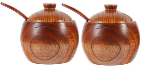 Amosfun Gewürzglas Behälter Mit Zuckerdosen Gewürztöpfe Gewürzdose Gewürzgläser Mit Gewürzboxen -pfeffer-behälter Gewürzschalen Mit Deckel Küchengewürz-organizer Hölzern