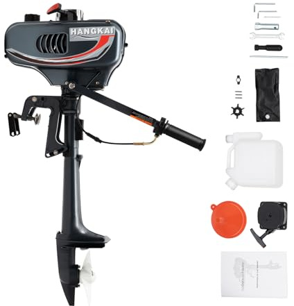 Fridgestea 2 Takt 3,5 PS Außenborder Aussenborder Bootsmotor, 49CC Benzinmotor, Motor für Schlauchboot, Schlauchbootmotor, Wasser- und Luftkühlung, CDI Zündsystem, kurzer Schaft