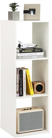 COSTWAY Bücherregal mit 3 Fächern, Würfelregal, Standregal, offenes Regal, Aufbewahrungsregal für Wohnzimmer, Arbeitszimmer, Büro, modern, Weiß