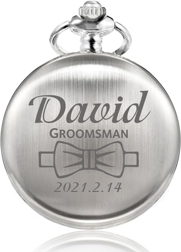 TREEWETO Taschenuhr mit Gravur Personalisierte Graviert Geschenk für Best Man Quarz Fobwatch Bräutigam Geschenke Für Hochzeit Trauzeuge Hochzeitsgeschenk