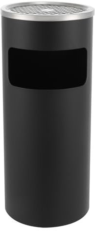 HarBin-Star Cubo de basura de 15 L, 2 en 1, cubo de basura redondo, diámetro de 25 x 61 cm, cubo interior extraíble, cenicero de pie para interiores y exteriores (negro)