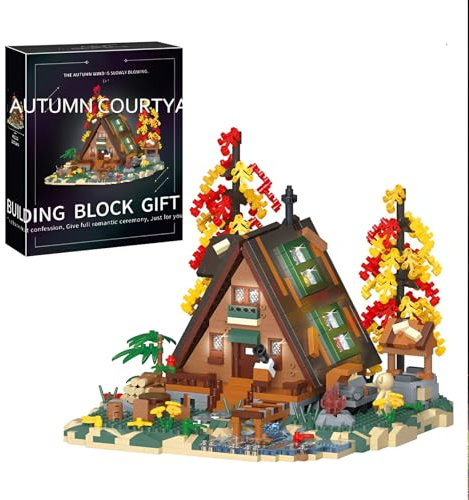 SymGrpu Holzhütte Mikro-Bausteine Bausatz, 2151PCS A-Rahmen Wald Holzhaus Mini-Klemmbausteine, Bauen & Display Miniatur-Architektur Modell Spielzeug für Erwachsene Teens