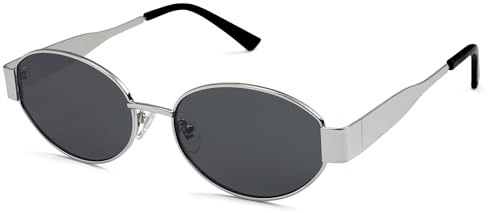 SOJOS Retro Sonnenbrille Damen Herren Oval Metal Groß Trendy Classic UV400 Schutz Sonnenbrillen SJ1217