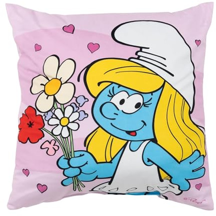 United Labels Die Schlümpfe Kissen, Kopfkissen 40x40 cm, Rosa, Sofakissen Schlumpfine, Dekokissen für Fans