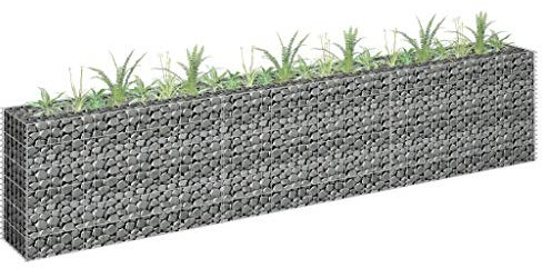 Cinyiqo Gabion Raised Bed Galvanised Steel 270x30x60 cm Raised Garden Beds for Vegetables Large Metal Planter Box Steel Kit Flower Herb