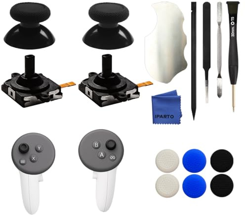 iParto 2 Pack Joystick Replacement for Oculus Quest 3S Controller Analog ThumbStick with 2 Caps Replacement for Meta Quest 3S Controller (2 joysticks + 2 caps)