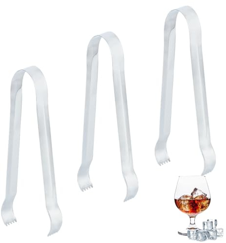 3 Pcs Ice Tongs Sturdy Stainless Steel Mini Sugar Tongs for Kitchen Tool(Silver Curved Tip)