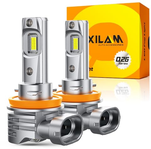 OXILAM H11 LED Bulbs, 30000 Lumens 800% Ultra-Bright, 6500K Pure White H8 H9 Fog Light, Easy Plug-N-Play Installation, IP68 Waterproof, Pack of 2