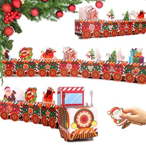 2025 Advent Calendar for Filling - 24 Beautiful Red Train Empty Boxes: DIY Advent Calendar DIY Crafts, Christmas Calendar for Filling, Fillable Advent Calendar Houses Set Children Adults