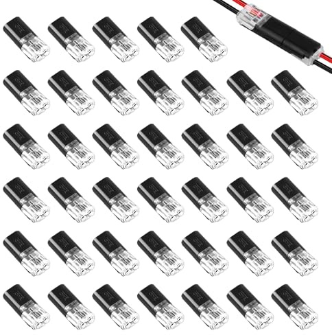 Ztolbriy 40 Pezzi Connettori Elettrici Rapid 2 Poli – Impermeabili per Cavi 18-22 AWG | Senza Saldatura o Spellatura | Ideale per Impianti Elettrici