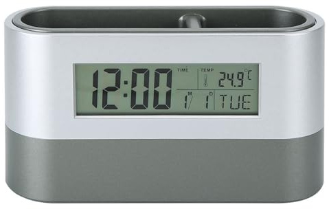 Cufaee Innovative Pen Holder LCD Digital Electronic Clock with Perpetual Calendar Temperature Display