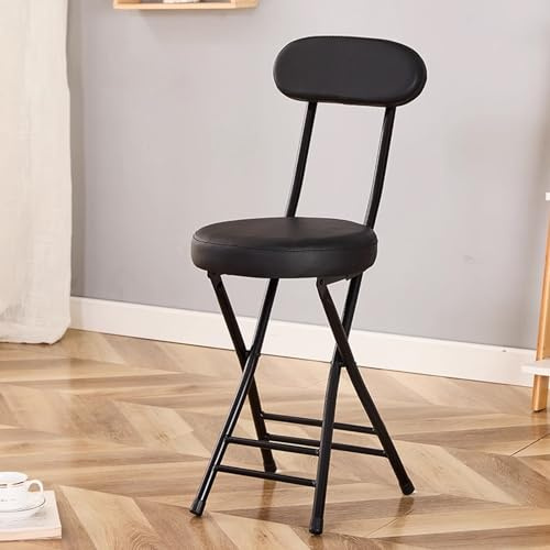 Comoda sedia pieghevole nera con schienale e seduta imbottita – Sgabello pieghevole salvaspazio per casa, ufficio, patio, facile da riporre e trasportare