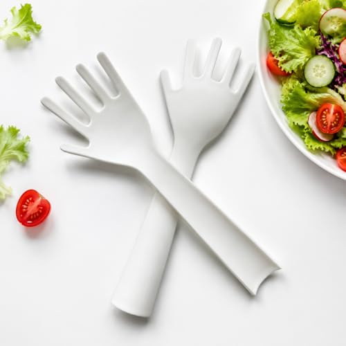 Yaxloi 2 stycken salladsbestick plast, salladsbestick rolig, händer, rolig, bestick för sallad, för kök, picknick, fest, kommersiellt bruk, lämplig för alla typer av sallader