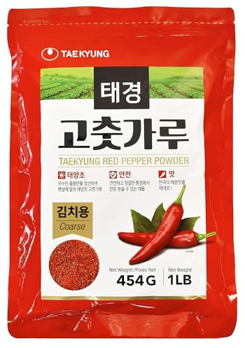Taekyung Gochugaru - Fiocchi Peperoncino Coreano, 454 g | Macinatura grossa per kimchi autentico - senza aromi artificiali - busta richiudibile