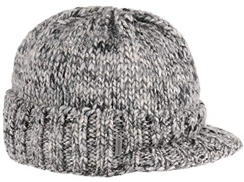 McBURN Grinta Mütze für Damen/Herren – Made in Italy für den Winter, Strickmütze mit Visier, Futter, Herbst-Winter, hellgrau, One Size