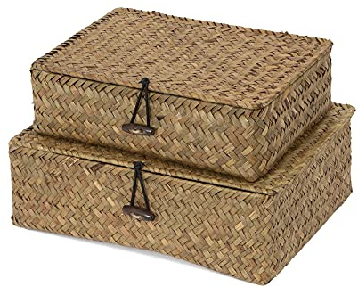 Compactor Macao Aufbewahrungskorb aus Seegras, Set von 2, braun, 25.0 x 19.0 x 8.0 cm, RAN7868