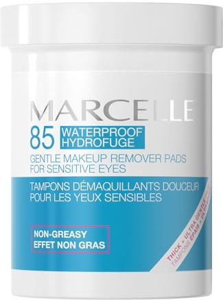 Marcelle Gentle Eye Make-Up Remover Pads, Sensitive Eyes, Waterproof Makeup Removal, Hypoallergenic, Fragrance-Free, Paraben-Free, Alcohol-Free, Cruelty-Free, 85 Pads