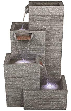 Rectangular Grey Pillars Water Feature