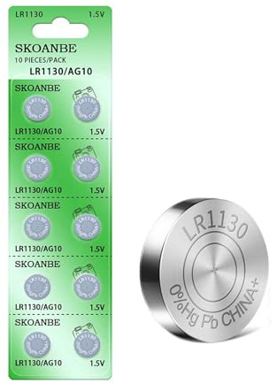 SKOANBE 10PCS LR1130 AG10 SG10 389 189 1.5V Button Coin Cell Battery