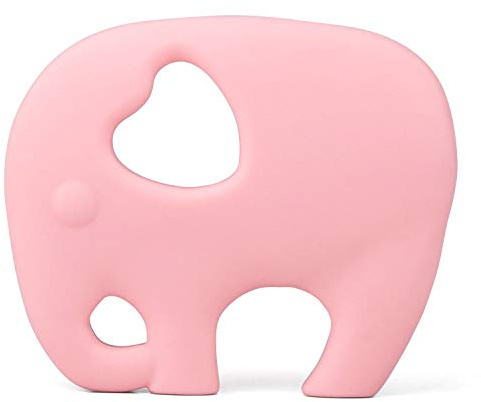 PREMYO Elefant Beißring für Babys Kühlend - Zahnungshilfe aus Silikon BPA Frei Weich - Lindert Schmerzen beim Zahnen - Rosa
