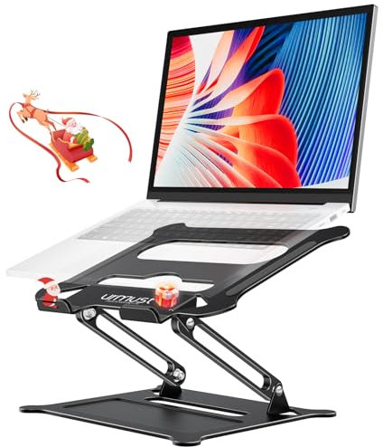 urmust Laptop Stand, Adjustable Laptop Stand for Desk,Ergonomic Multi-Angle Laptop Holder with Heat-Vent, Compatible with MacBook Air Pro, Dell, HP, Lenovo Light Weight Aluminum Up to 15.6(Black)