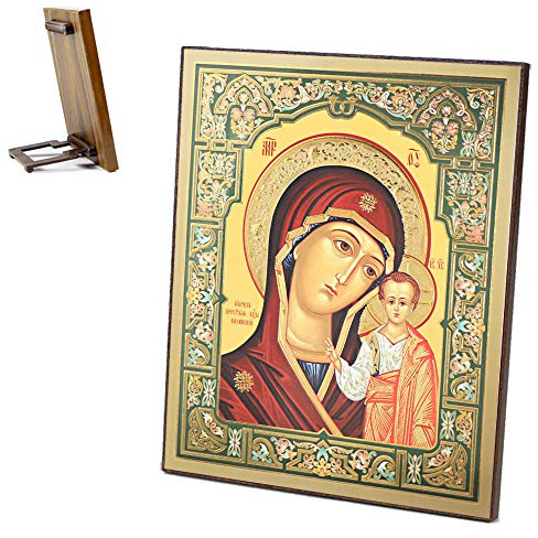 NKlaus Ikone christliche Ikone Holz 15x18cm; 15 x 18 x 0,6 cm, 1 Stück | orthodox; Gottesmutter; Kazan; marienbild