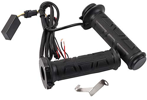 Tbest Electric Heated Handlebar Grips, 1 Pair 22mm(7/8) Motorcycle, ATV Compatible, Black Plastic, Adjustable 12W-24W, Max. 70C, Min. 50C